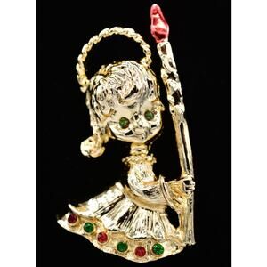 Tancer II Vintage Christmas Angel Pin Brooch Enamel Gold Holiday Signed BinAJ